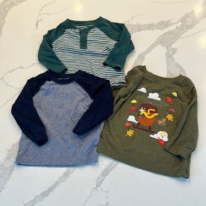 Cat and jack long sleeve tees. Three pair great condition size 12 months.